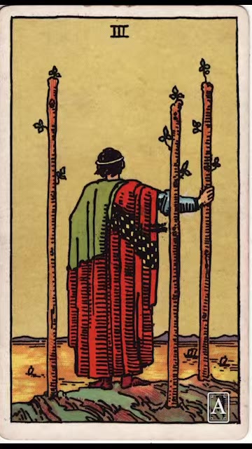 Three of Wands — Tarot card, Rider-Waite-Smith (Video) deck