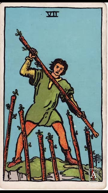 Seven of Wands — Tarot card, Rider-Waite-Smith (Video) deck
