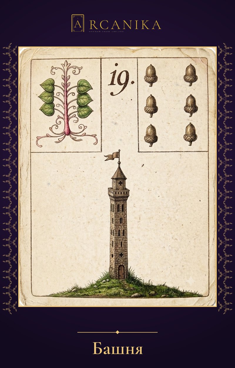 Tower — Lenormand Oracle card (6♠)