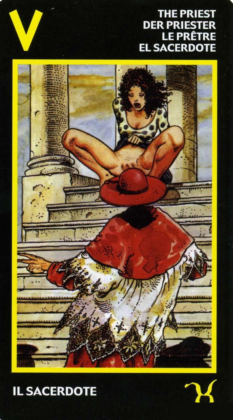 The Hierophant — Tarot card, Manara Erotic Tarot deck