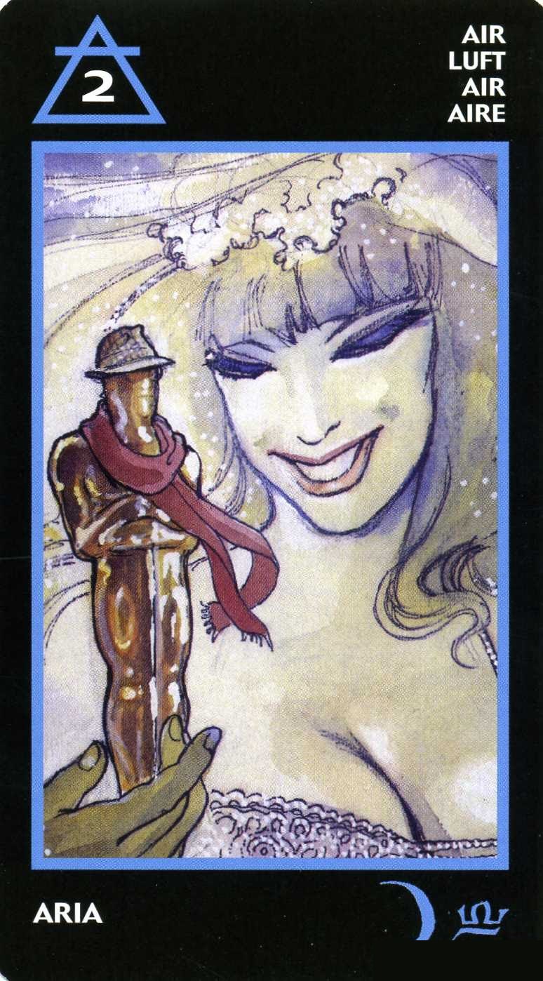 Two of Air — Tarot card, Manara Erotic Tarot deck