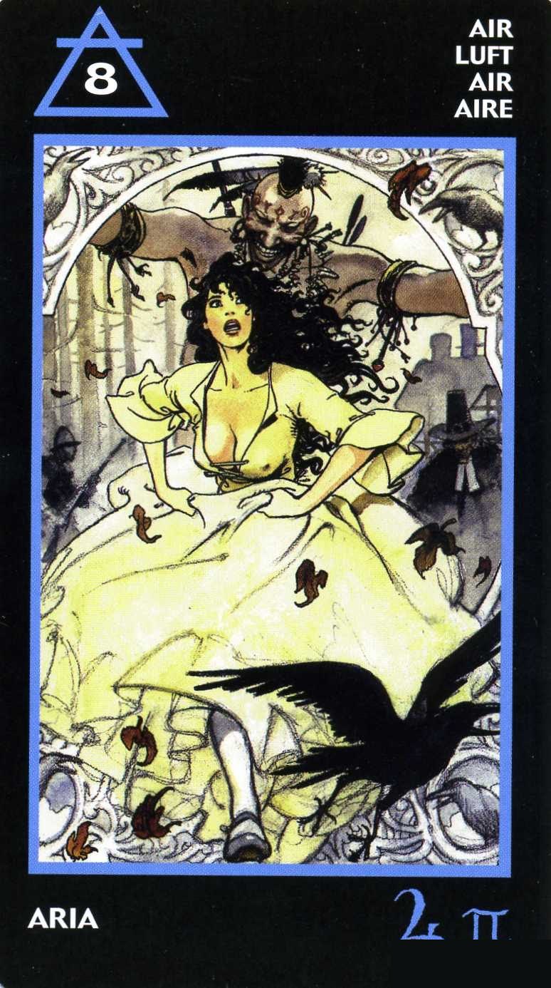 Eight of Air — Tarot card, Manara Erotic Tarot deck