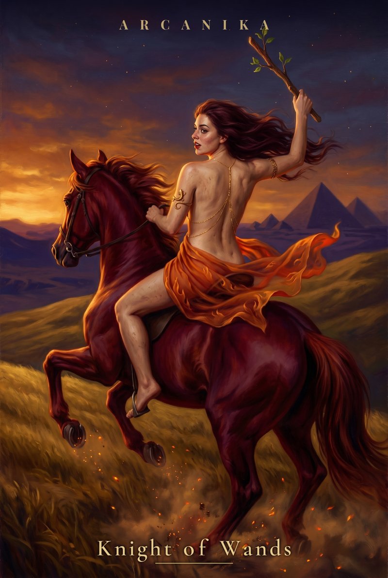 Knight of Wands — Tarot card, Soblazn — Sensual Tarot deck