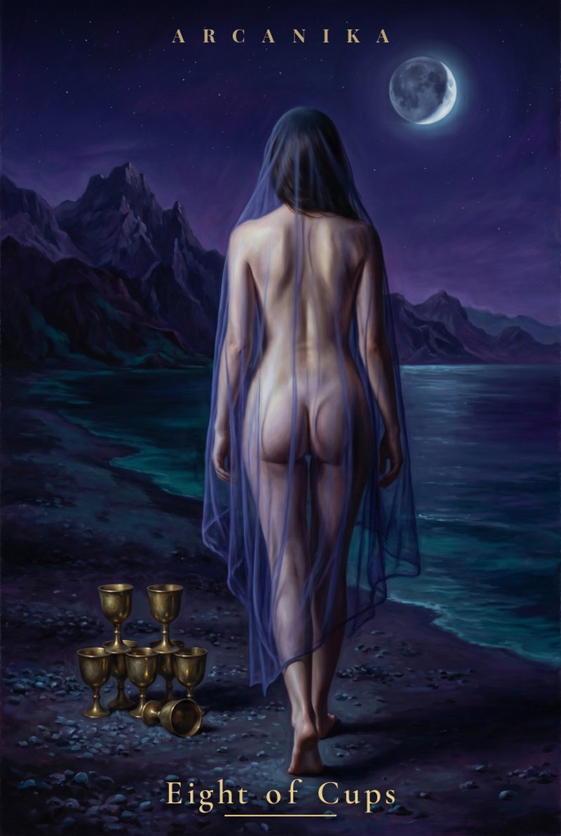 Eight of Cups — Tarot card, Soblazn — Sensual Tarot deck